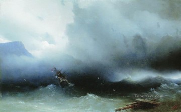 hurricane at the sea 1850 Romantic Ivan Aivazovsky Russian Oil Paintings